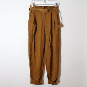 Elizabeth and James Paper Bag Trouser Pants Belted High Rise Size 4 Tan